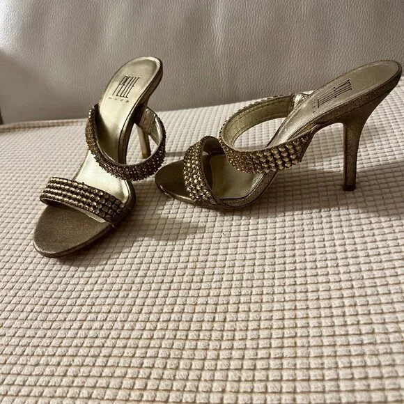 Pelle Moda Gold Bronze Metallic Slide Pump Sandal Size SZ 5.5 - Picture 4 of 4
